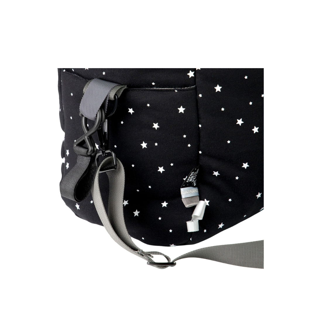 Black With White Stars Diaper Bag