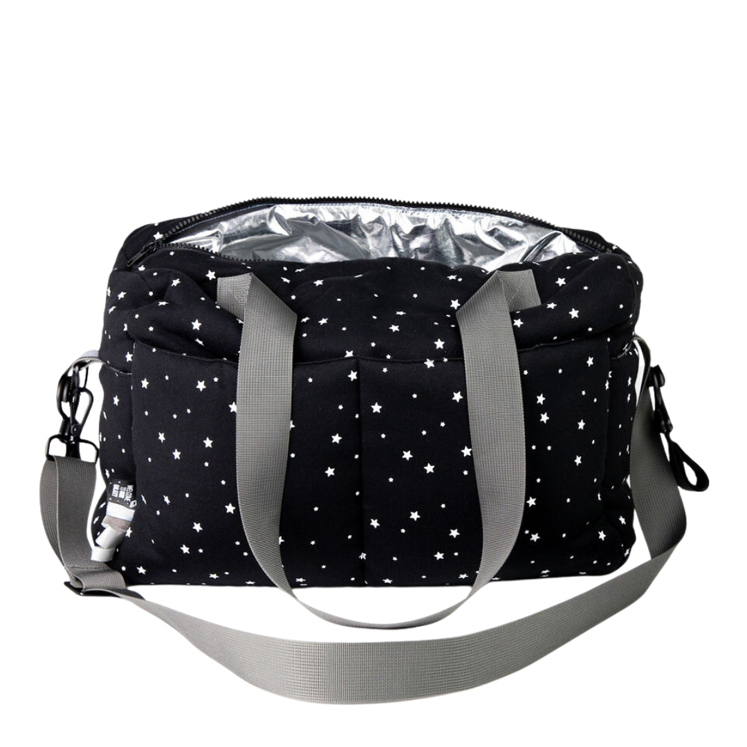 Black With White Stars Diaper Bag