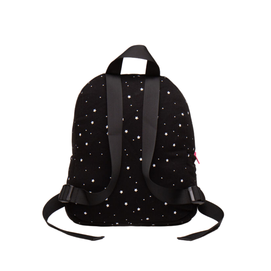 Black With White Stars pink zipper Backpack