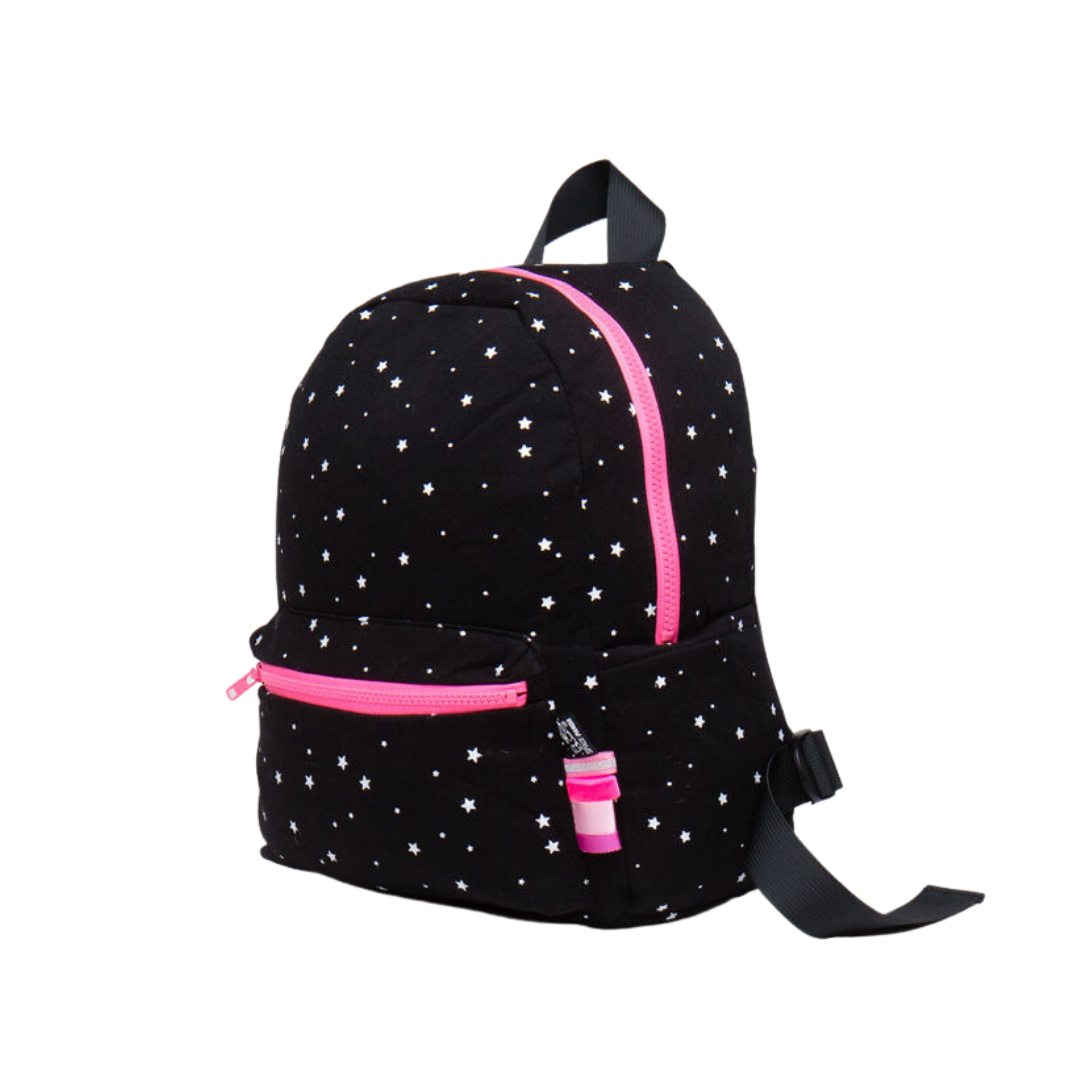Black With White Stars pink zipper Backpack