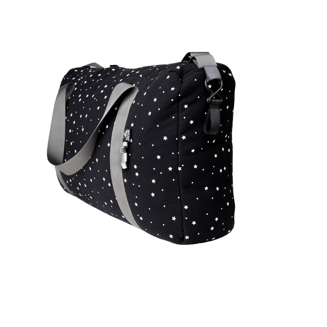 Black With White Stars Duffle Bag