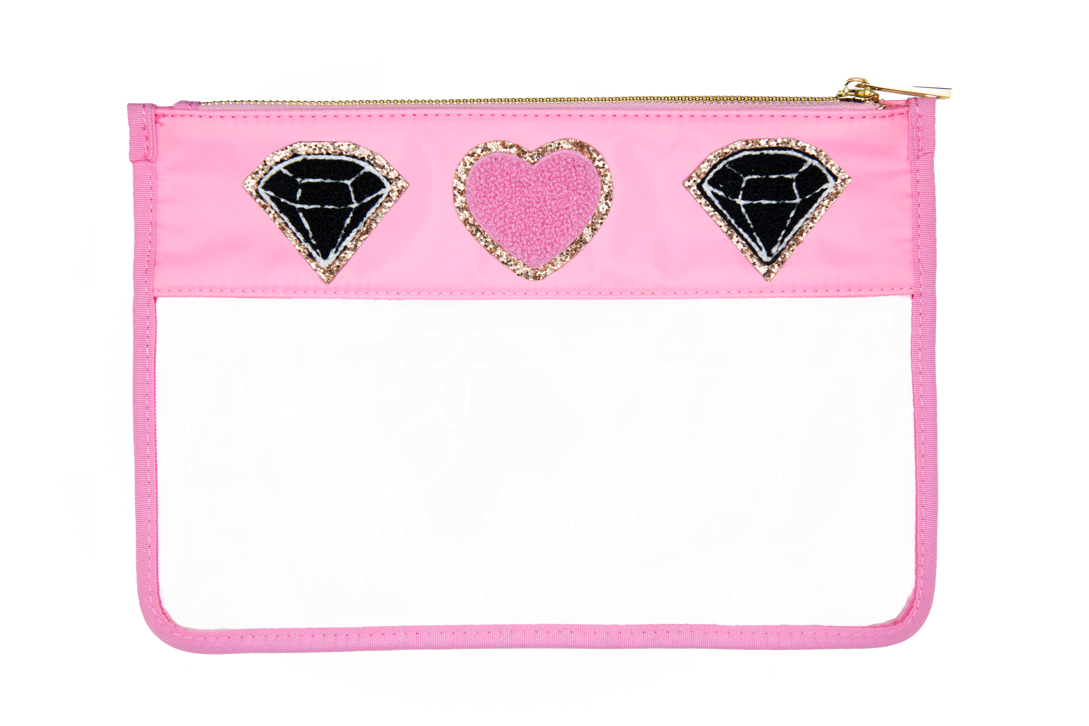 Diamond Heart Clear Flat Pouch