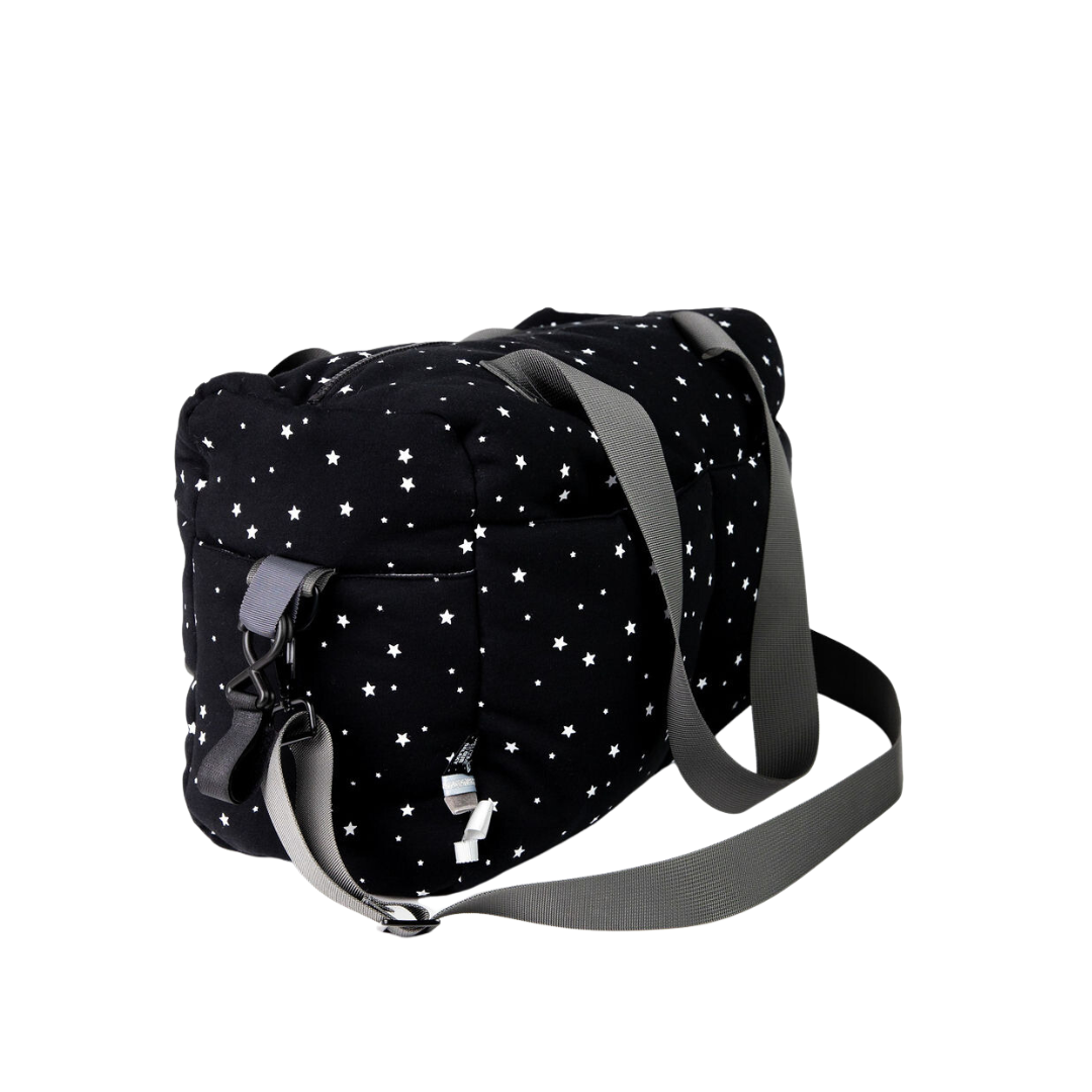 Black With White Stars Diaper Bag